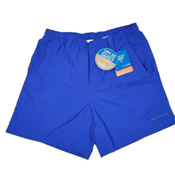 Columbia PFG Swim Trunks Men Size Small Omni-Shade Fishing Short Blue UPF 50 NEW - Picture 1 of 15